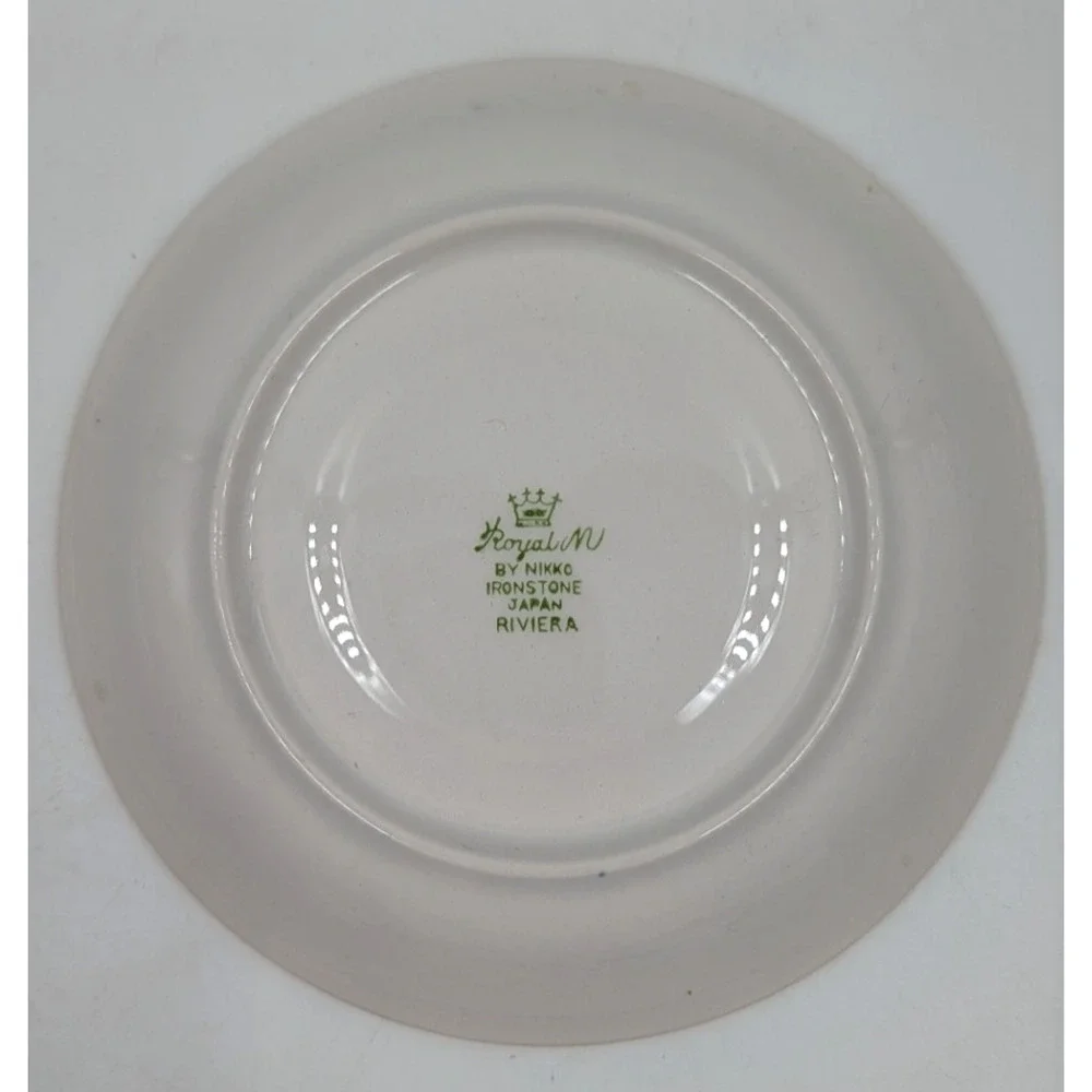 Nikko Riviera Red Saucers Ironstone Japan Gold Trim Set of 2